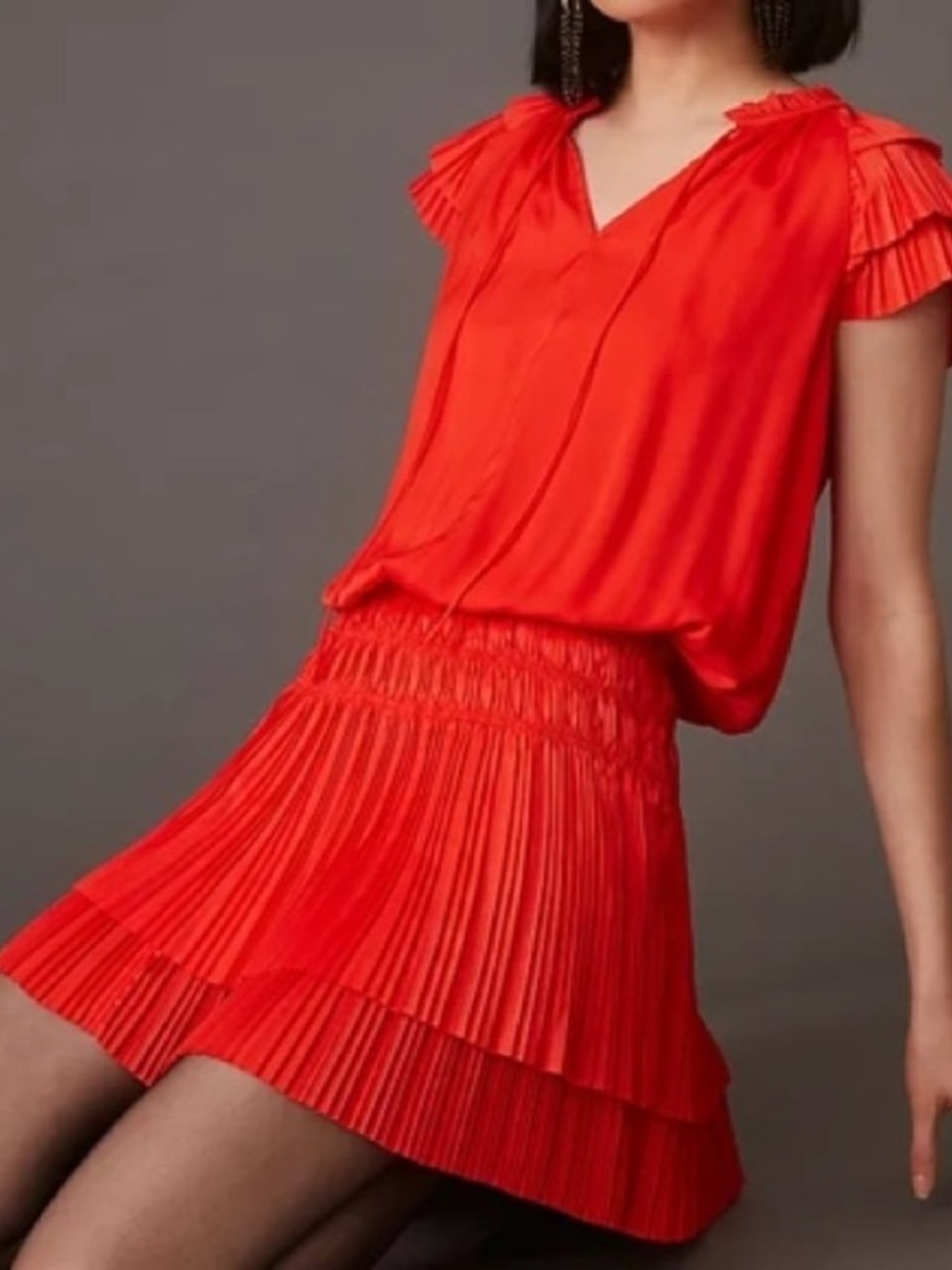NWT Red Pleated Mini Dress | Current Air | Gameday Dress | Size L